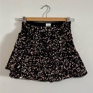 Zara Girls Black and Gold Sequin Mini Skirt